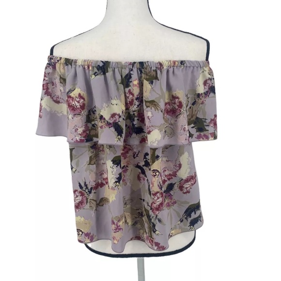 Wilfred Aritzia Promener Floral Off Shoulder Blouse Silk Trim Size Small - Picture 4 of 11